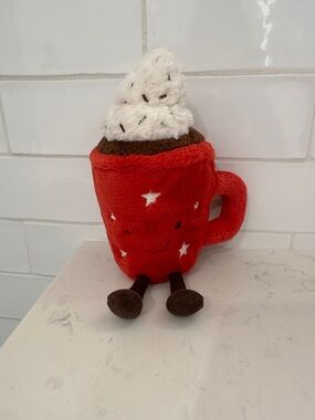 Jellycat Red Plush Hot Cocoa Mug with Whipped Cream